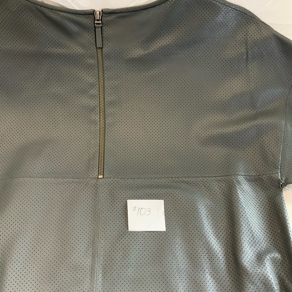 Ports 1961- dark gray perforated leather dress with pockets metal hooks on sides - Picture 11 of 15